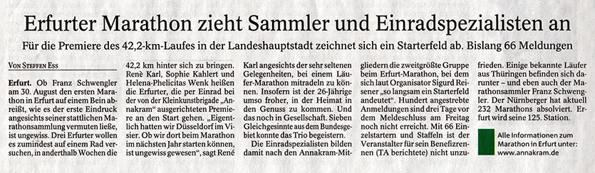 Erfurter Marathon zieht Sammler und Einradspezialisten a