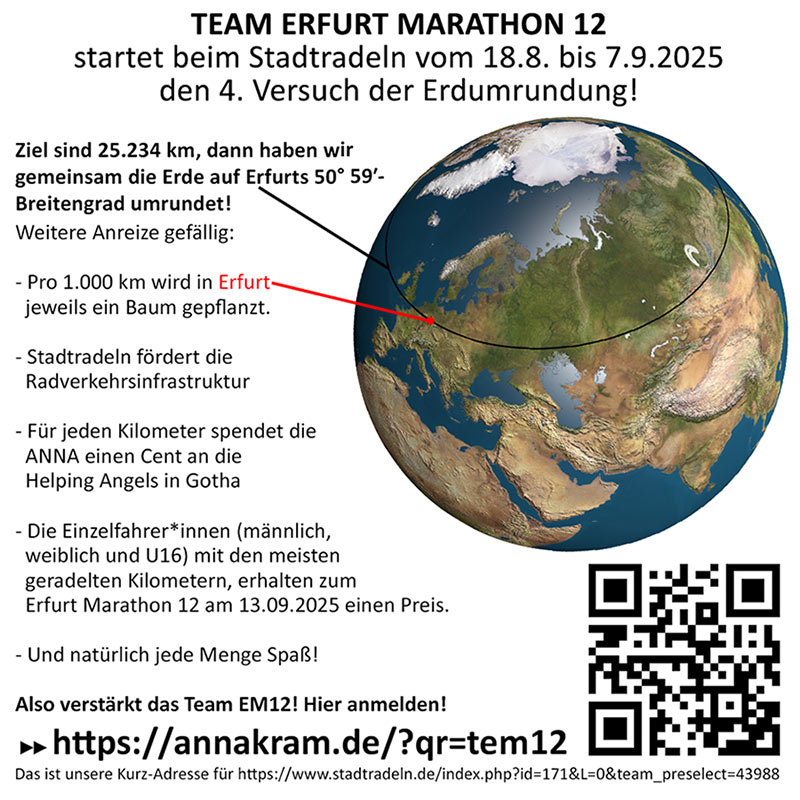 Anmeldung zum Stadtradeln-Team Erfurt Marathon 12!